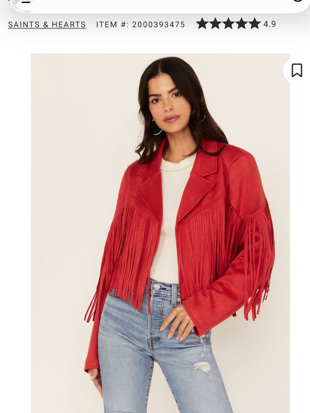 Saint & Hearts Red Fringe Suede Jacket